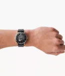 Emporio Armani Meccanico Skeleton Black Dial Black Leather Strap Watch For Men - AR60026
